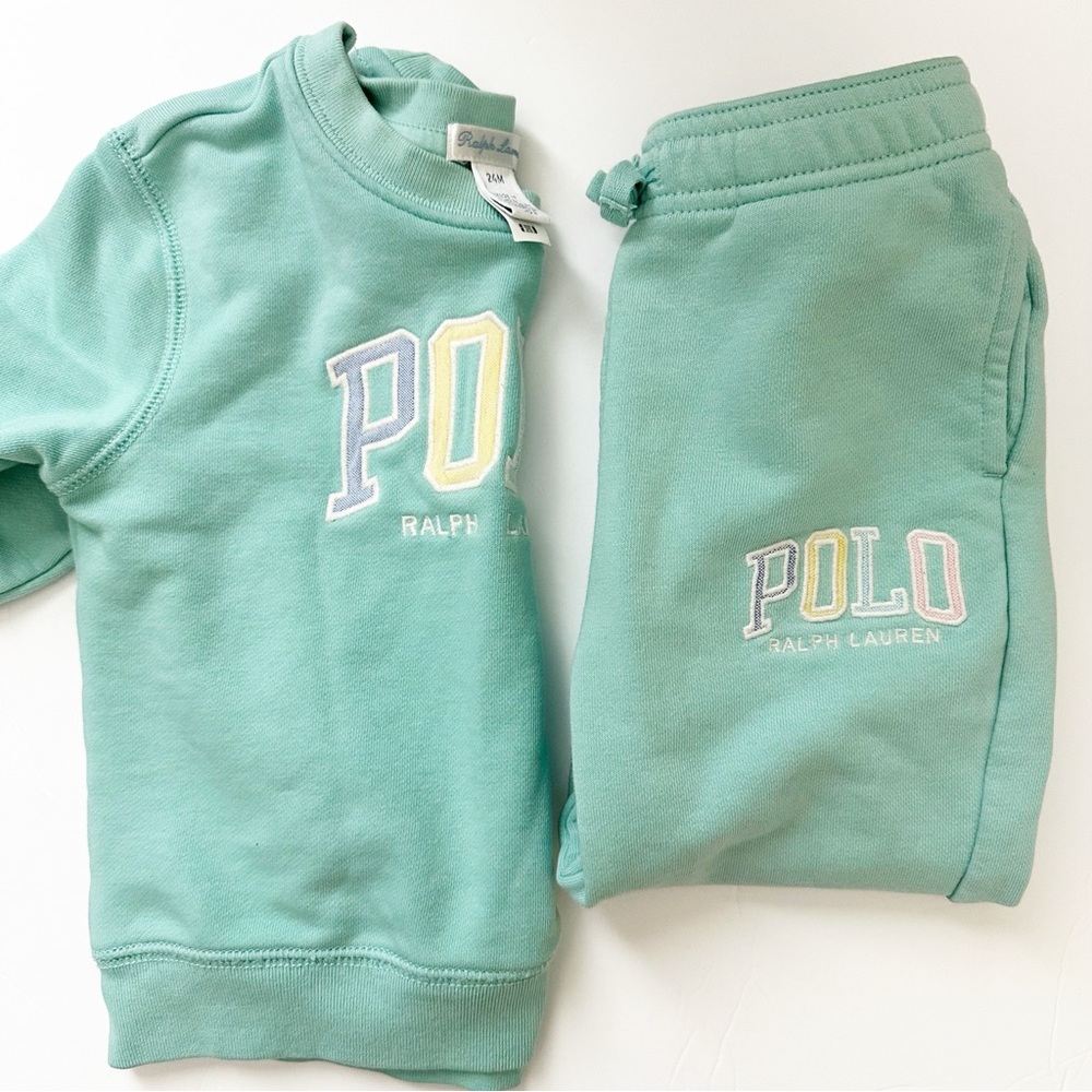 Ralph Lauren Logo French Terry Matching Sweatshirt and Sweatpants 24 Months - Picture 5 of 10